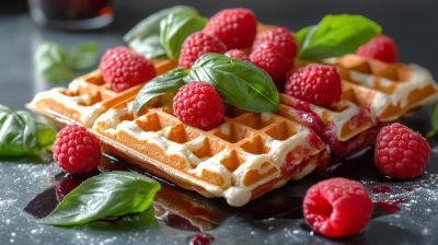 Recette De Gaufres Au Chocolat Blanc Framboises Et Basilic
