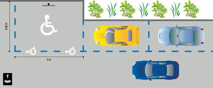 dimensions spécifiques d'une place de stationnement pour personnes handicapées