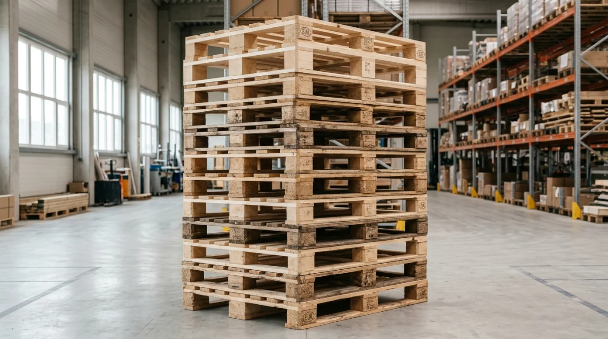 Grossiste palettes bois France : empilement professionnel pour commerce et logistique