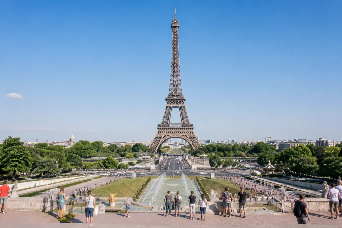 Tour Eiffel et pont d’Iéna vus depuis le Trocadéro, panorama emblématique pour visiter Paris en 3 jours