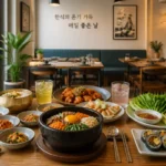 Leraslebol, restaurant lyonnais proposant une cuisine coréenne variée autour d’une table chaleureuse garnie de plats colorés